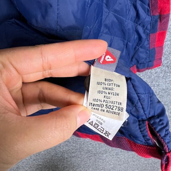 L.L Bean Primaloft Plaid Quilt Lined Long Sleeve Button Down Shirt‎ Size L - Picture 10 of 10